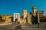 Travel, Sirmione, Lago di Garda, tourism, Castello Scaligero, Scaliger Castle, medieval port fortification,